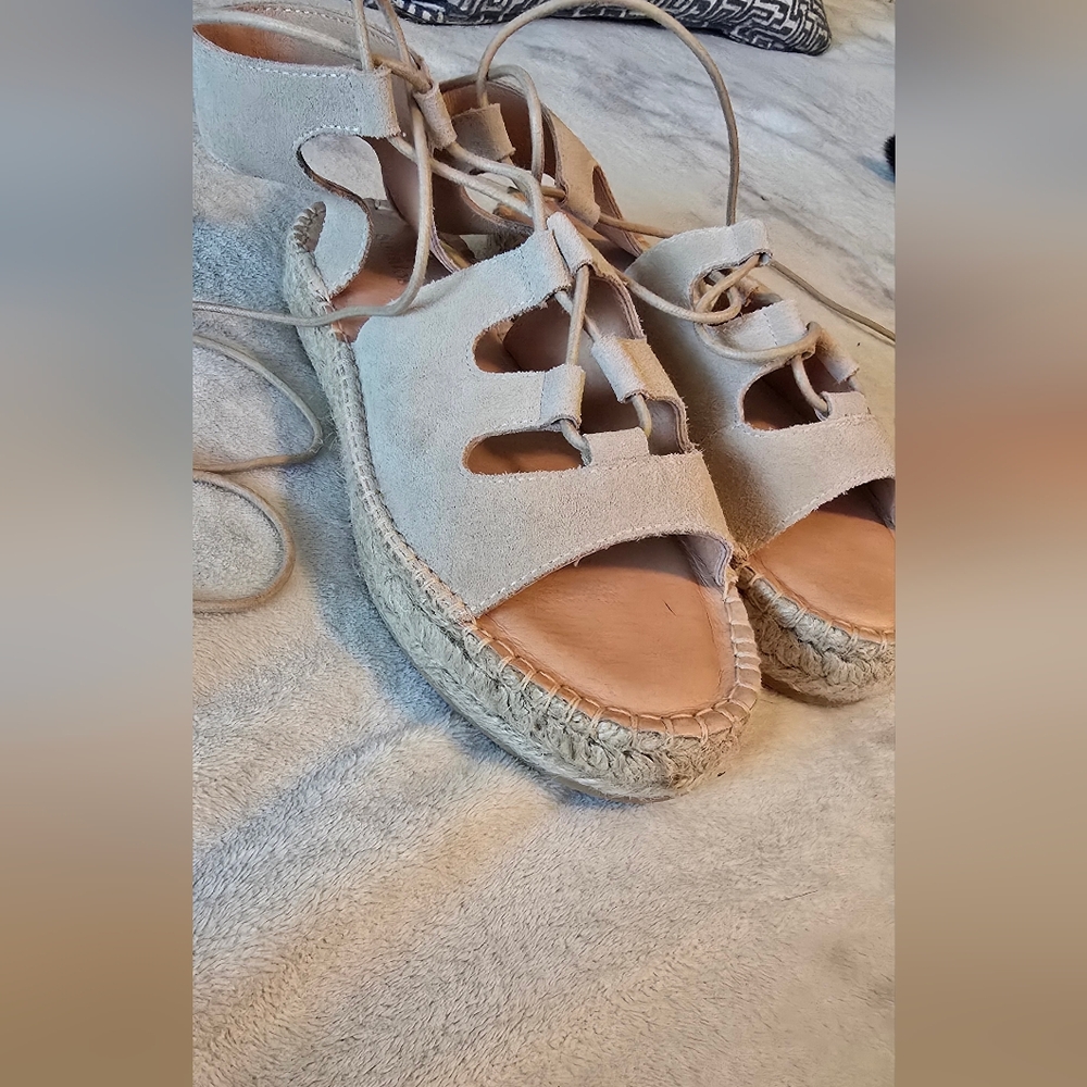 Women's Tan Suede Sandals - Picture 3 of 4